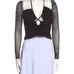 Self Portrait Sheer Sleeve Top